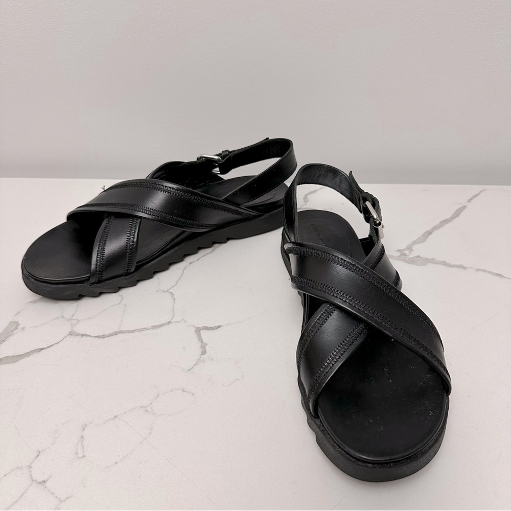 Diesel Black Gold Black Strap Sandal